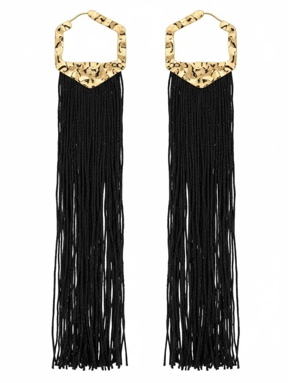 Sassified Boutique Nwt Gold & Black Fringe Drop Earrings - Women Jewelry